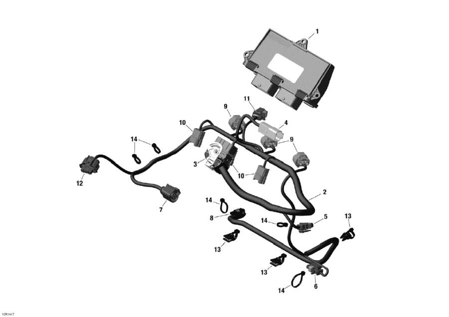 Схема узла 10- Двигатель Жгут Проводов И Electronic Module (10- Engine Harness And Electronic Module)