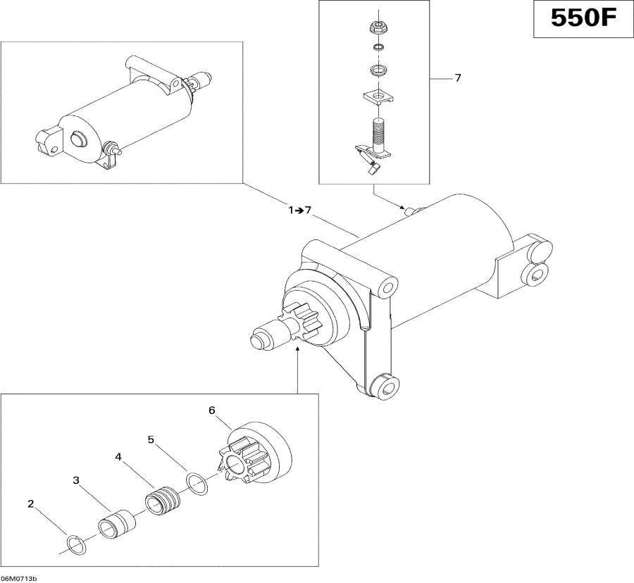 Схема узла 04- Электростартер 550F (04- Electric Starter 550F)