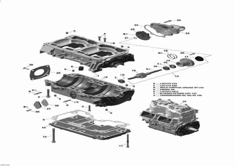 Схема узла 01- Картер Двигателя И Водяной Насос - 800 E-Tec (01- Crankcase And Water Pump - 800 E-Tec)