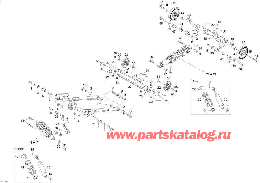 Схема узла 08- Задняя Подвеска 49Ranger - 900 Ace (08- Rear Suspension 49Ranger - 900 Ace)