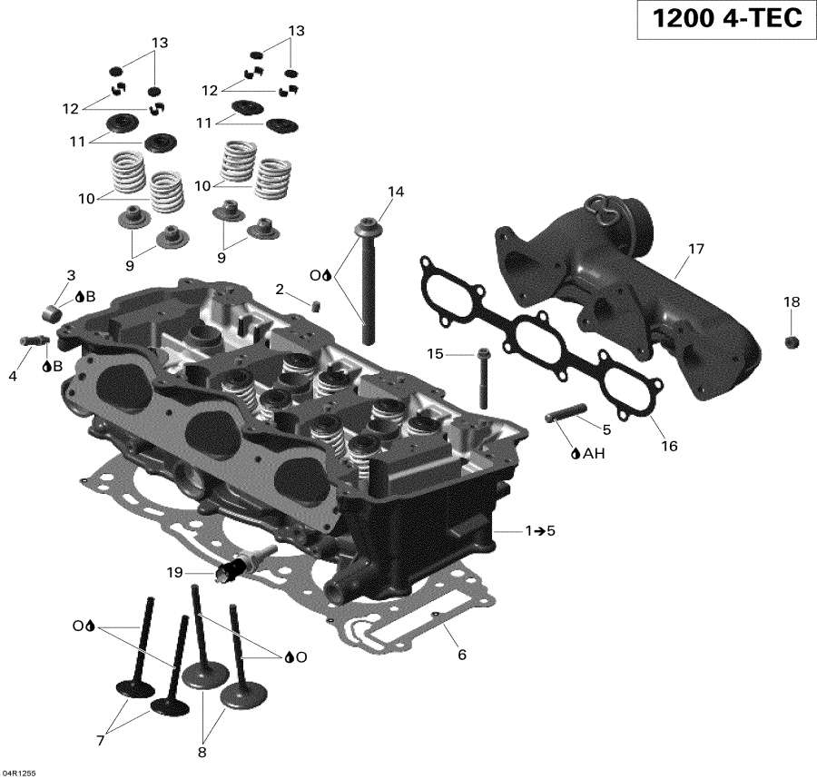 Схема узла 01- Головка Цилиндра И Выхлопной Патрубок (01- Cylinder Head And Exhaust Manifold)