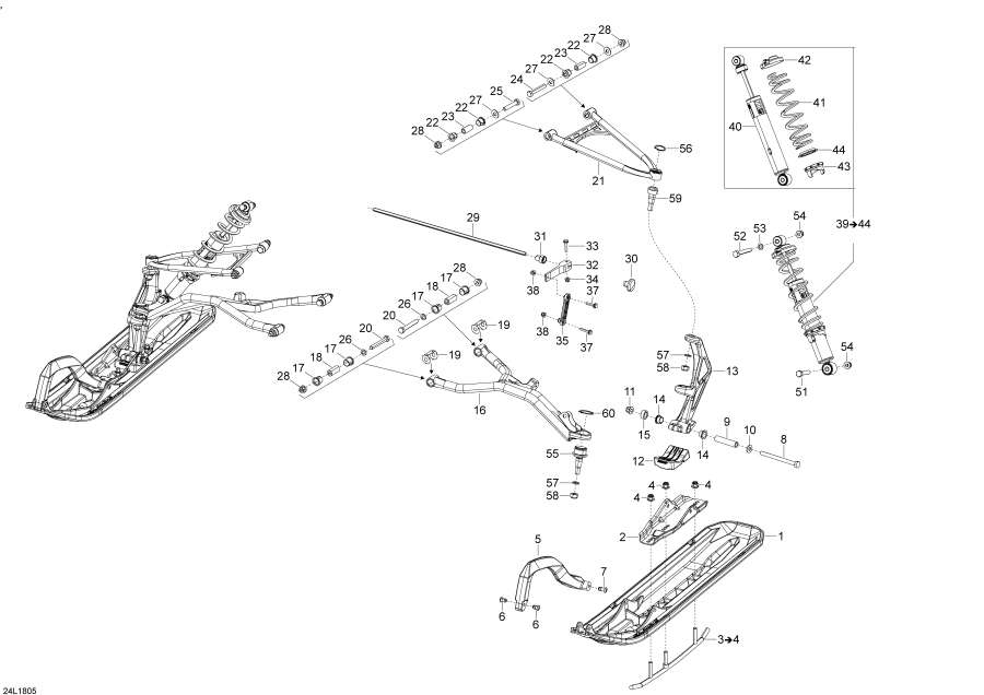 Схема узла 07- Передняя Подвеска И Лыжи Commander - 1200 4-Tec (07- Front Suspension And Ski Commander - 1200 4-Tec)