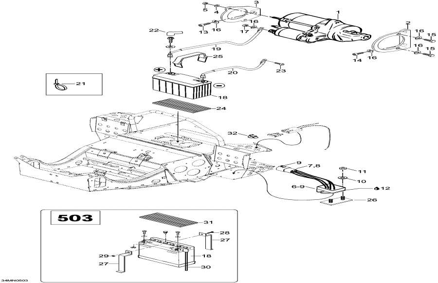 Схема узла 10- Battery И Стартер, 5900Fce (10- Battery And Starter, 5900Fce)
