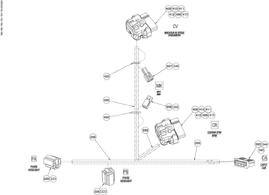 Схема узла 10- Электрика - Жгут Проводов Hood (10- Electrical Harness Hood)