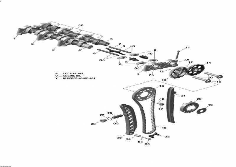 Схема узла 01- Распределительный Вал И Цепь Распредвала - 1200 4-Tec (01- Camshafts And Timing Chain - 1200 4-Tec)