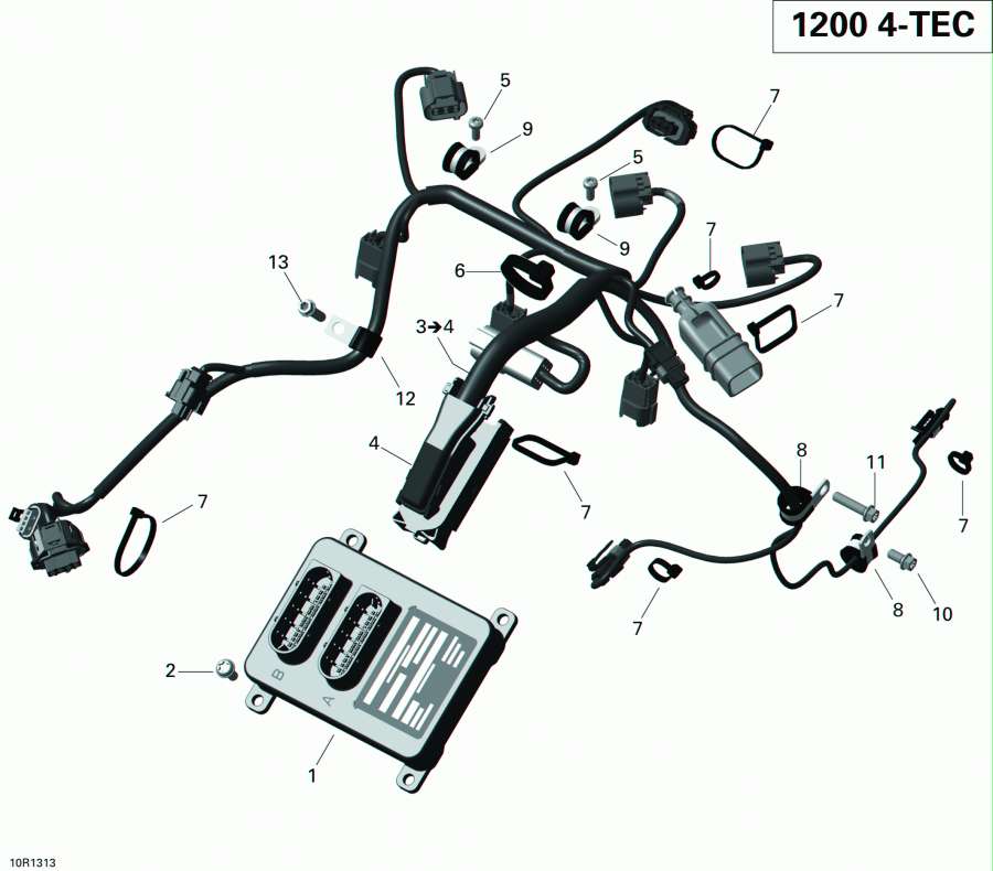 Схема узла 10- Двигатель Жгут Проводов И Electric Module (10- Engine Harness And Electric Module)