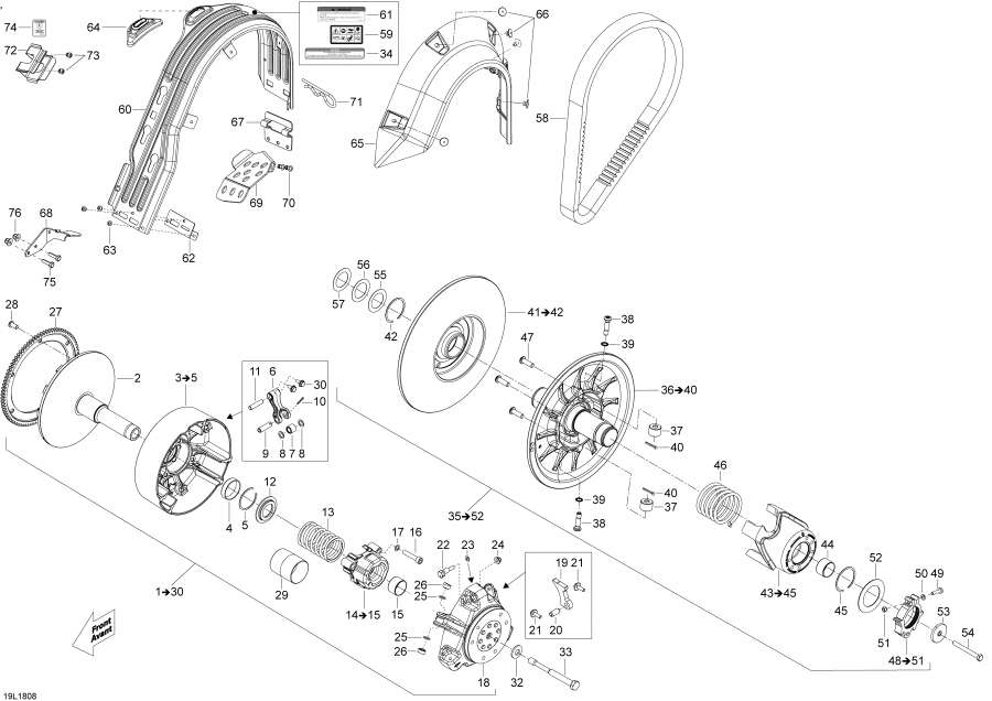 Схема узла 05- Шкив Commander - 600 Ho E-Tec (05- Pulley Commander - 600 Ho E-Tec)