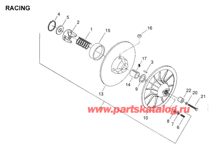 Схема узла 05- Ведомый Шкив (05- Driven Pulley)