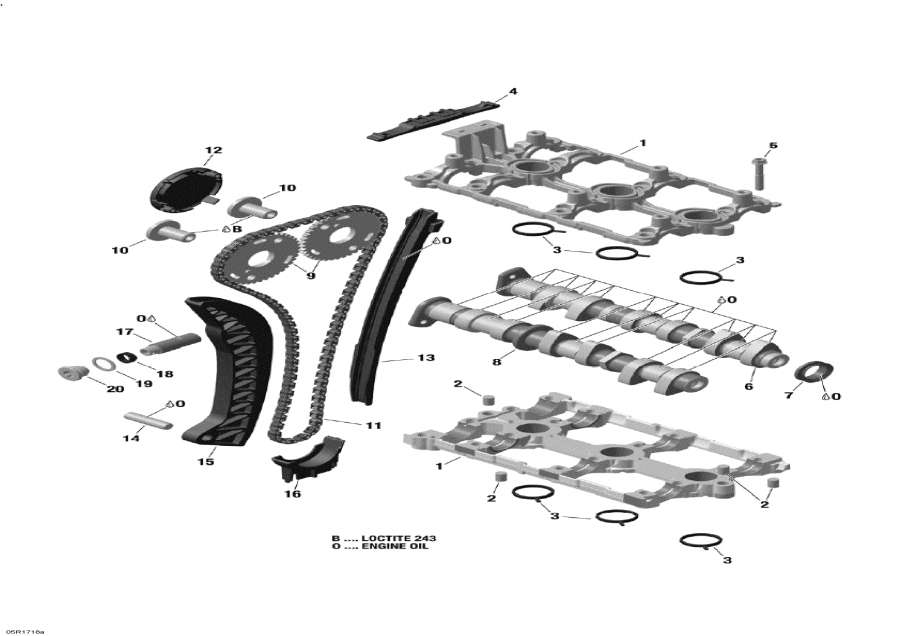 Схема узла 01- Распределительный Вал И Цепь Распредвала - 900 Ace (01- Camshafts And Timing Chain - 900 Ace)