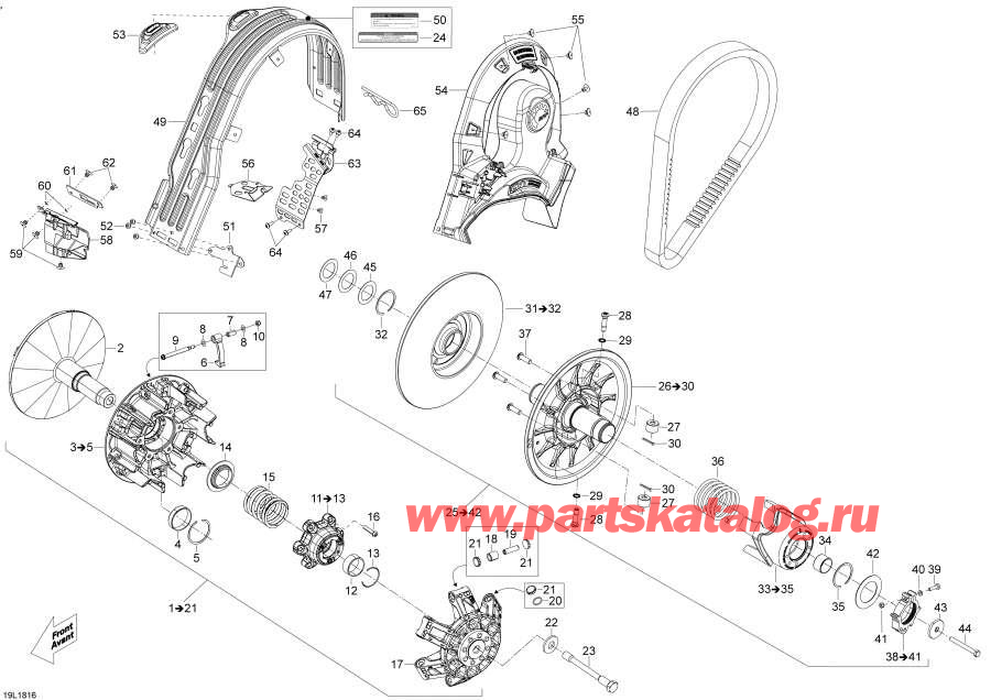 Схема узла 05- Шкив 49 Ranger - 900 Ace (05- Pulley 49 Ranger - 900 Ace)