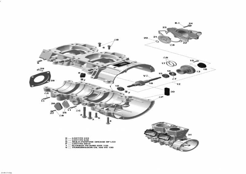 Схема узла 01- Картер Двигателя И Водяной Насос - 600 E-Tec (01- Crankcase And Water Pump - 600 E-Tec)