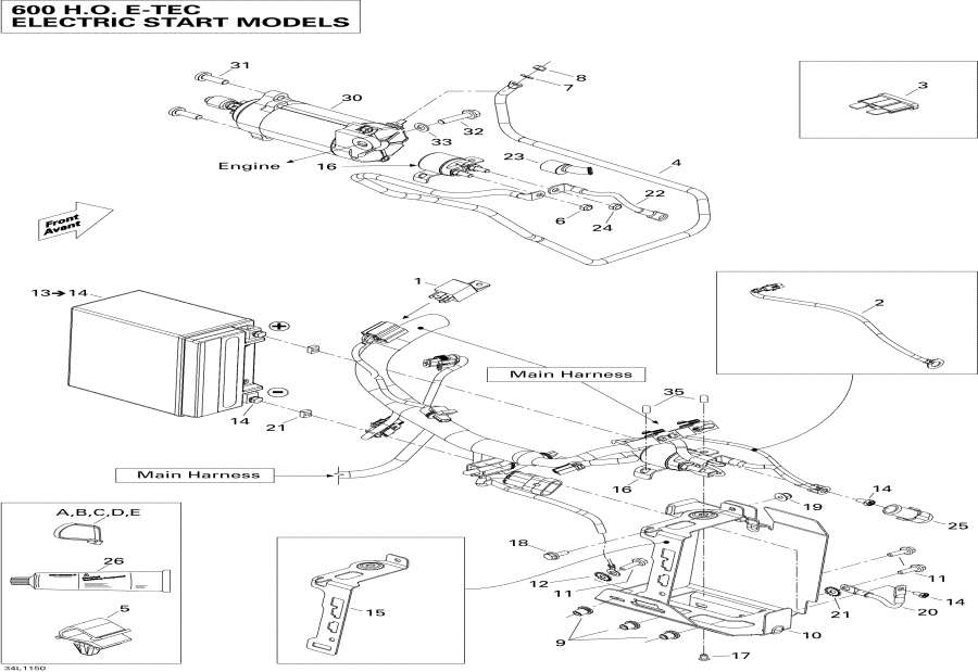 Схема узла 10- Battery И Стартер 600 Ho Etec (10- Battery And Starter 600 Ho Etec)