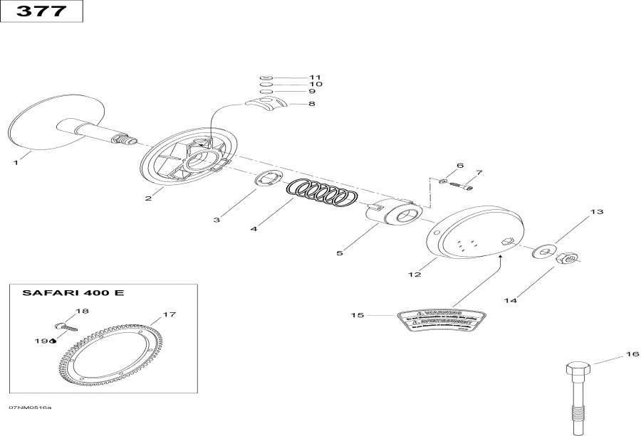Схема узла 05- Шкив Привода, 400E (05- Drive Pulley, 400E)