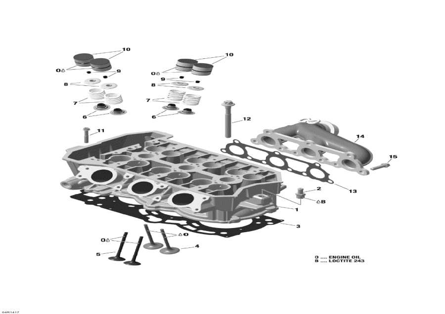 Схема узла 01- Головка Цилиндра И Выхлопной Патрубок (01- Cylinder Head And Exhaust Manifold)