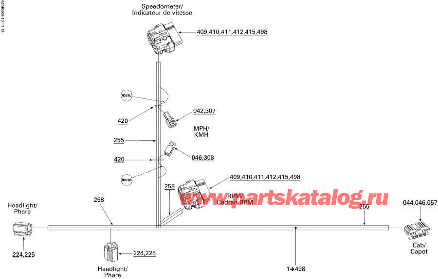 Схема узла 10- Электрика - Жгут Проводов, Hood (10- Electrical Harness, Hood)