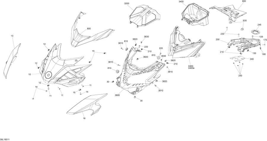 Схема узла 09- Hood Front Part Boondocker Двигатель 850 E-Tec - Package Re (09- Hood Front Part Boondocker Engine 850 E-Tec - Package Re)