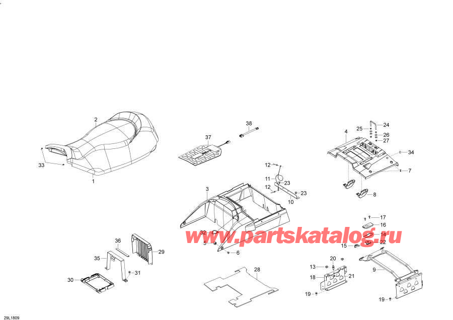 Схема узла 09- Седло Commander - Package Std (09- Seat Commander - Package Std)