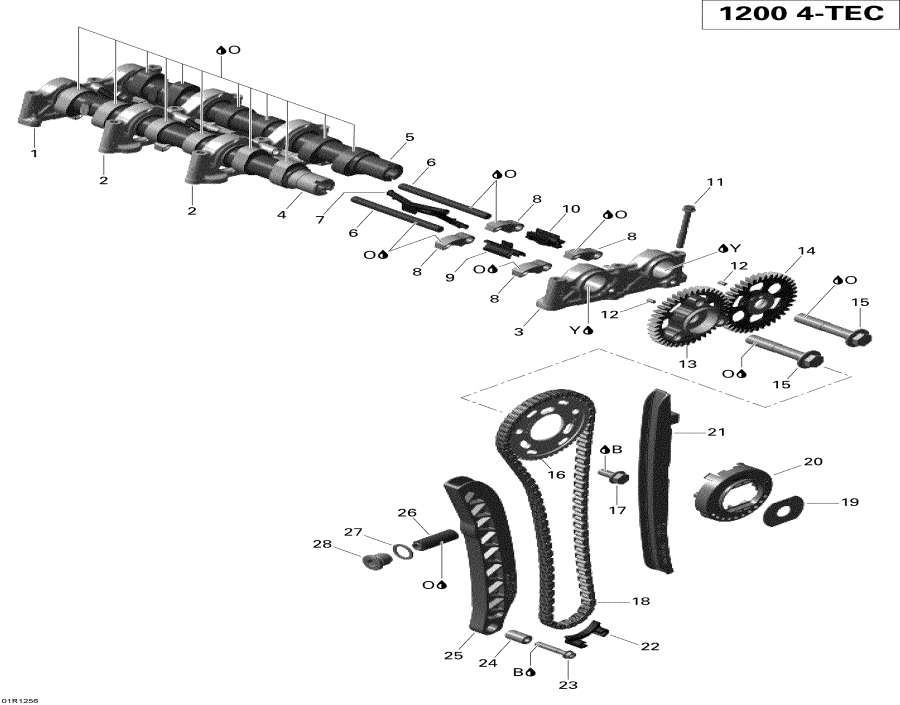 Схема узла 01- Распределительный Вал И Цепь Распредвала (01- Camshafts And Timing Chain)