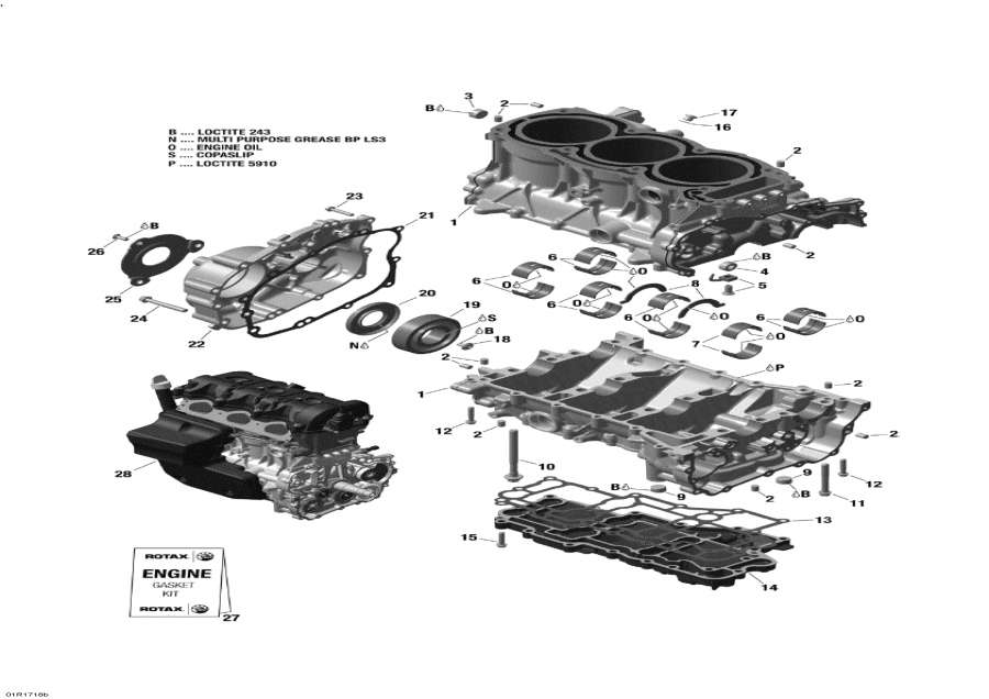 Схема узла 01- Двигатель Block - 1200 4-Tec (01- Engine Block - 1200 4-Tec)