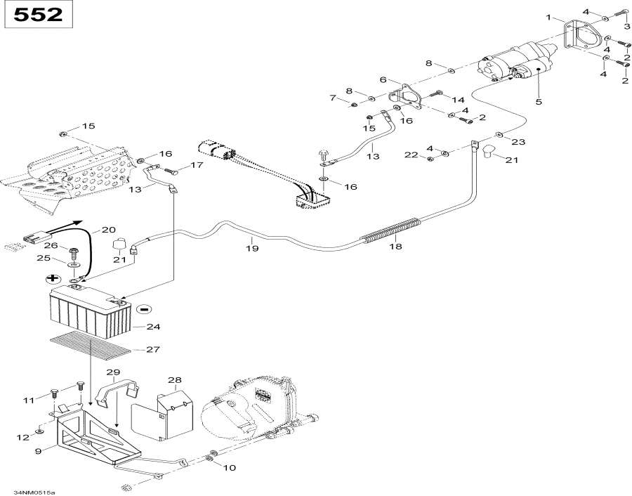 Схема узла 10- Battery И Стартер, 550 (10- Battery And Starter, 550)