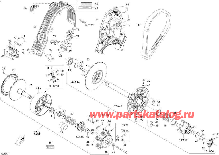 Схема узла 05- Шкив 49 Ranger - 600Ho E-Tec (05- Pulley 49 Ranger - 600Ho E-Tec)