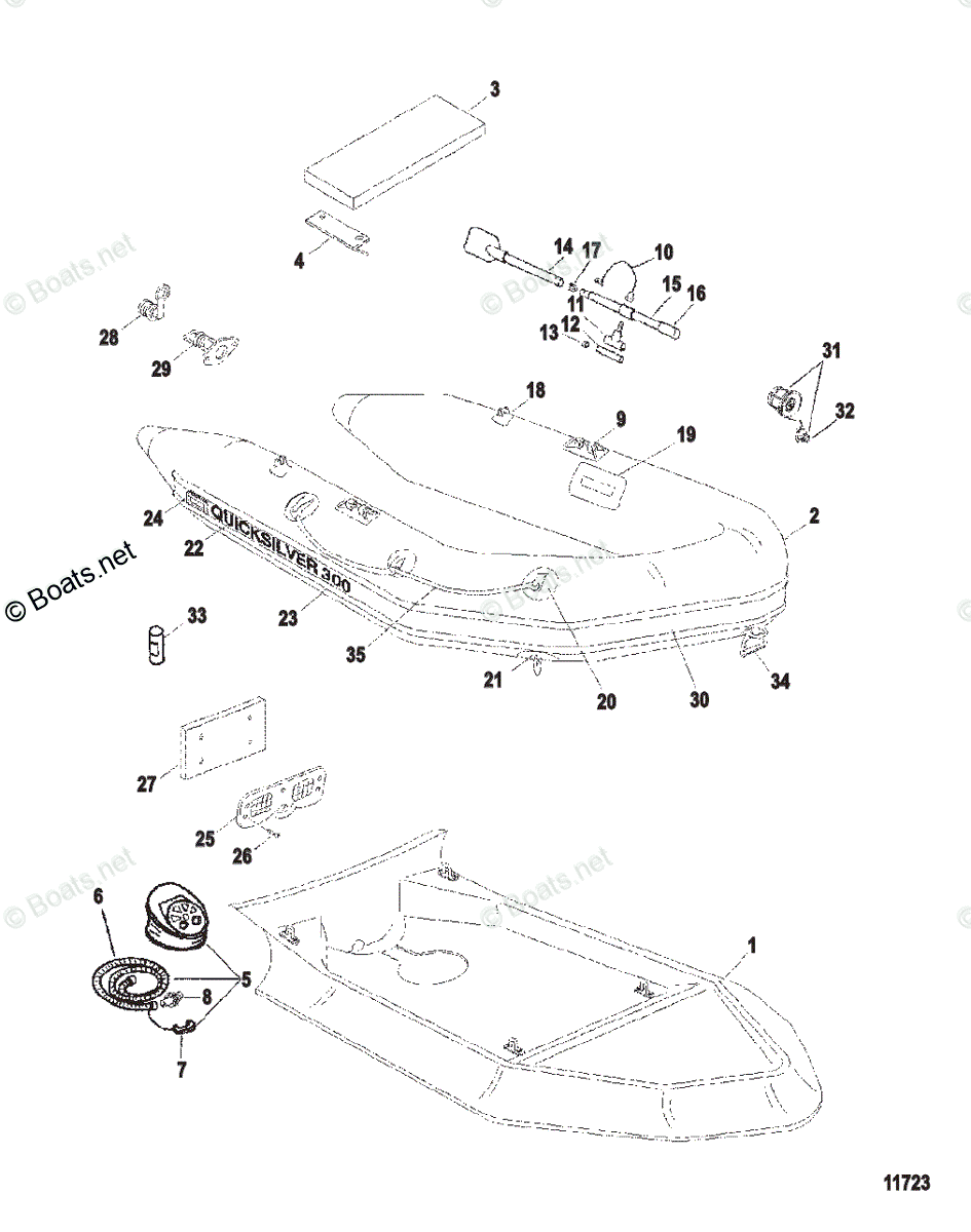 Схема узла Надувные Лодки Quicksilver Rib(270R / 300R / 360R)
