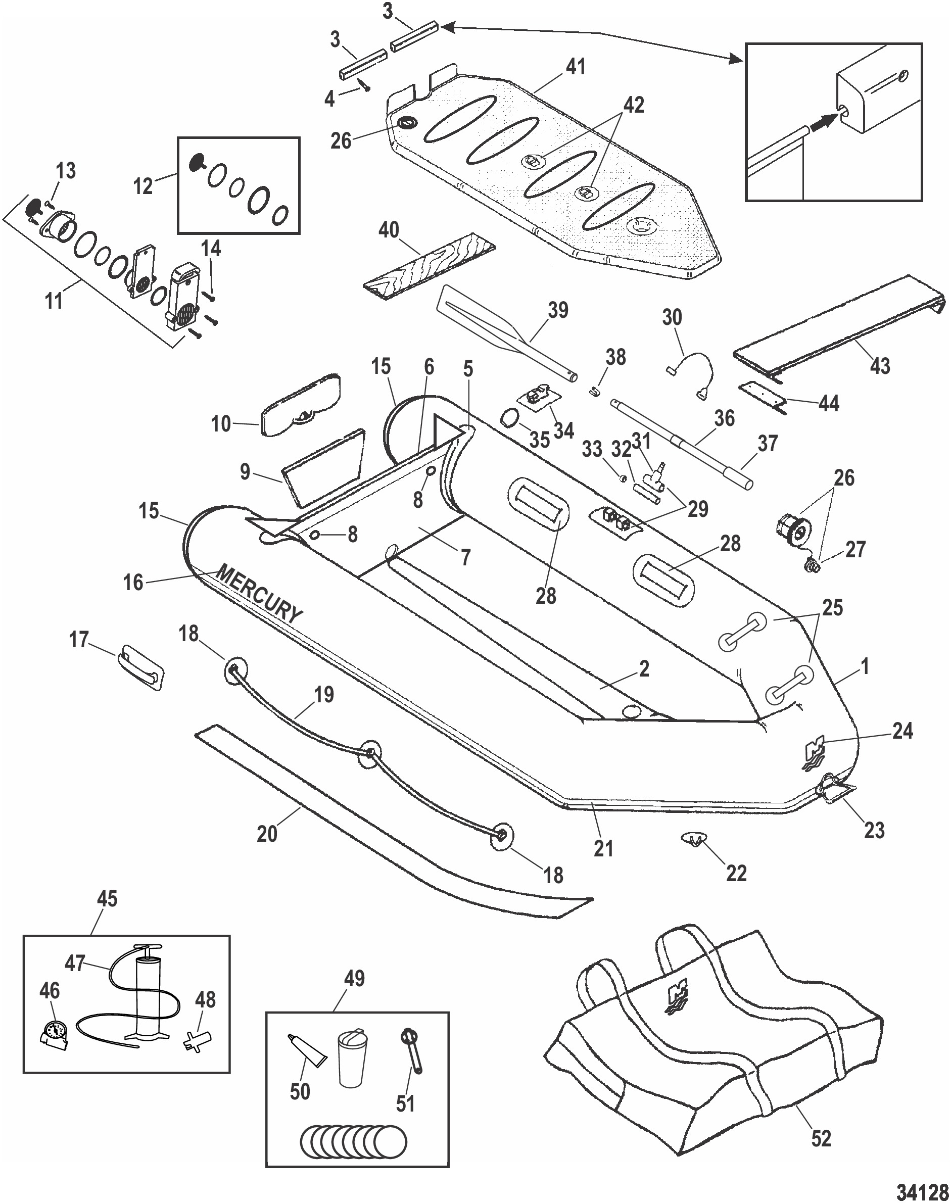 Схема узла Модель Mercury Air Deck (285 Limited – Белый)