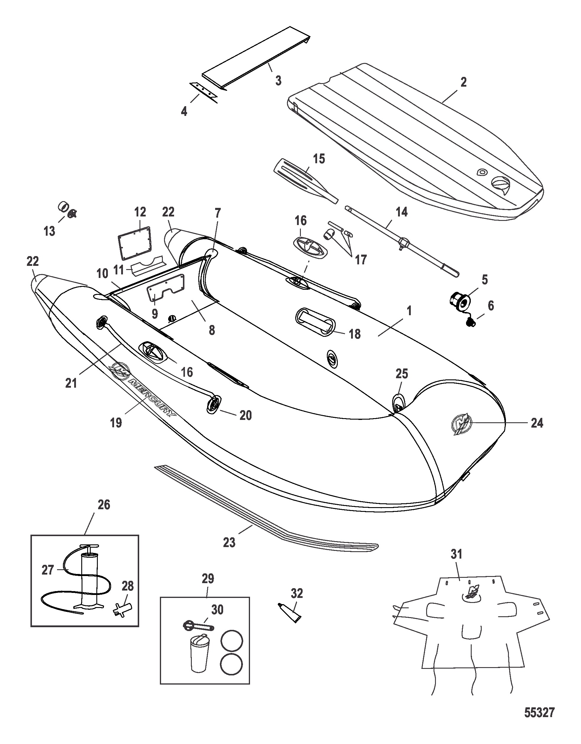 Схема узла Модель Dinghy (200/240) С Балкой
