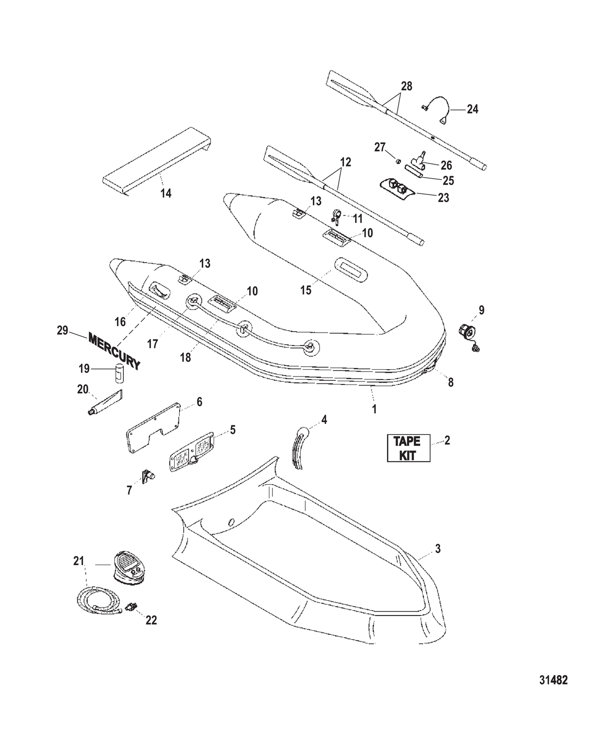 Схема узла Надувные Лодки Dynamic (Valiant 250/270/300)