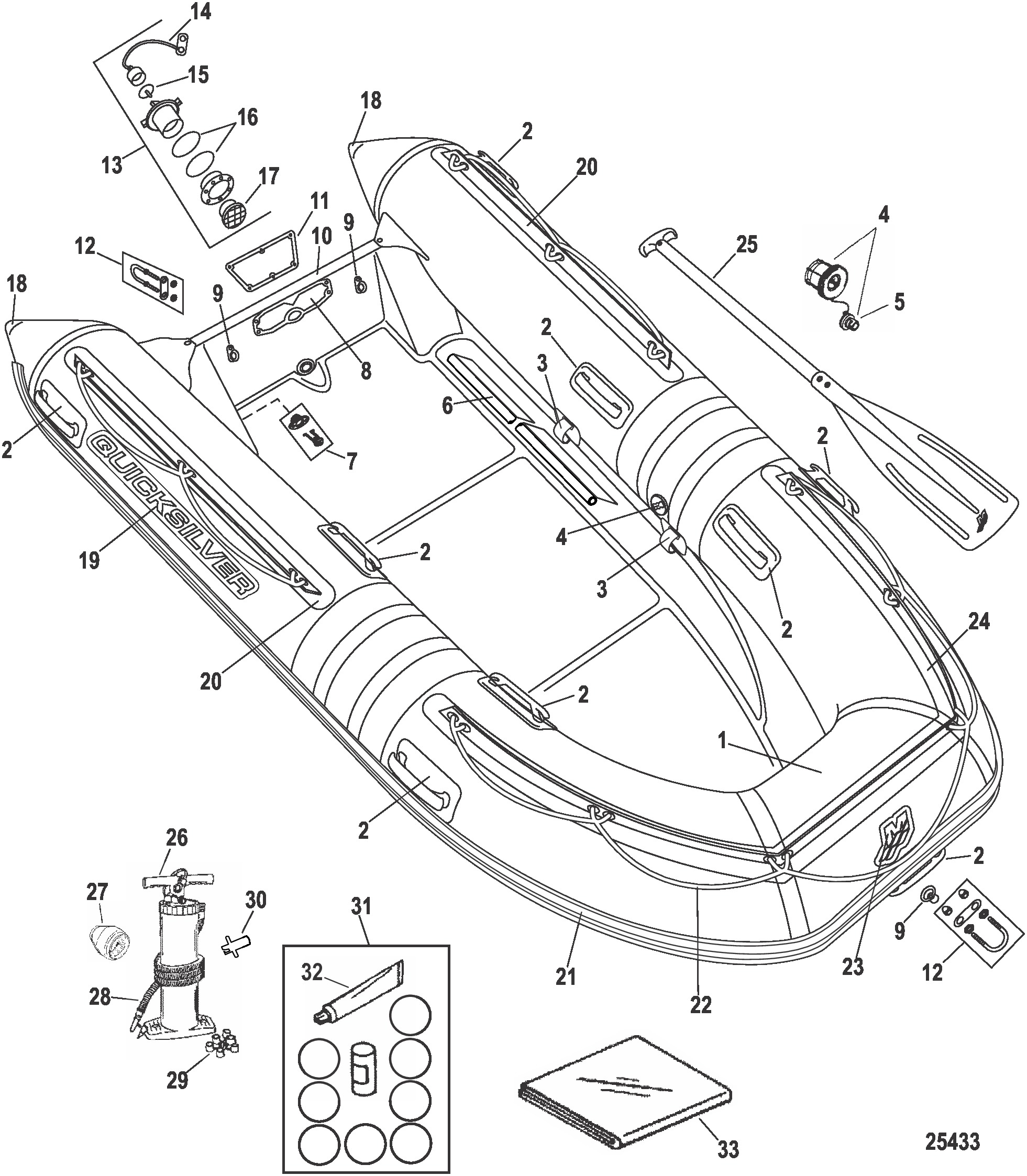 Схема узла Quicksilver Rib Oceanrunner (Модели 320/340) С 2006 По 2009