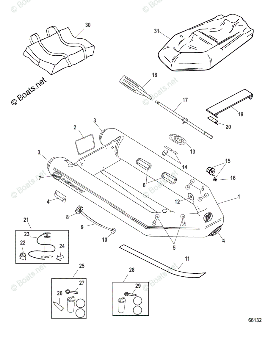 Схема узла Запчасти Для Mercury Aluminum Rib 270/320