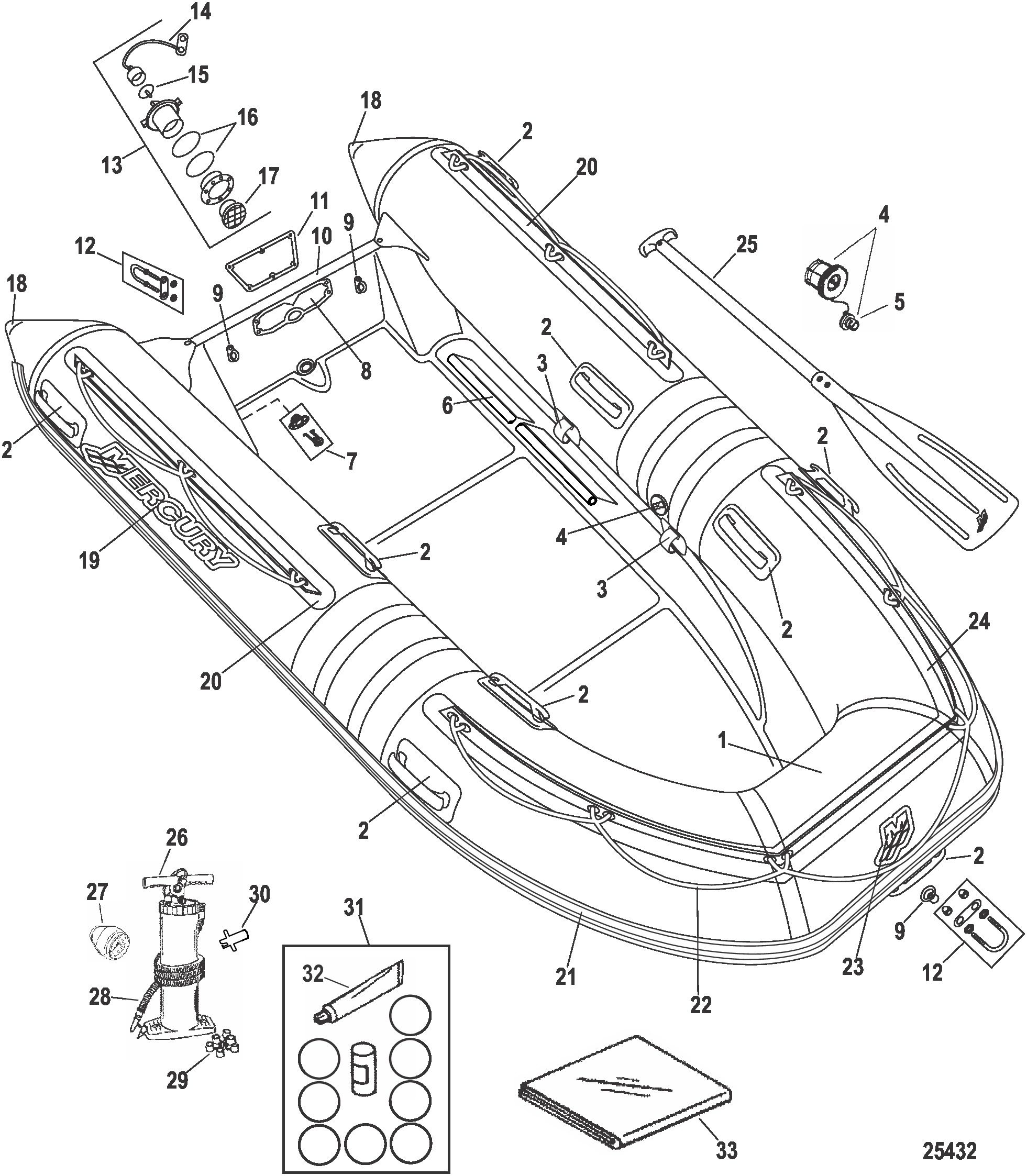 Схема узла Mercury Rib Oceanrunner (Светло-Серый 320/340)