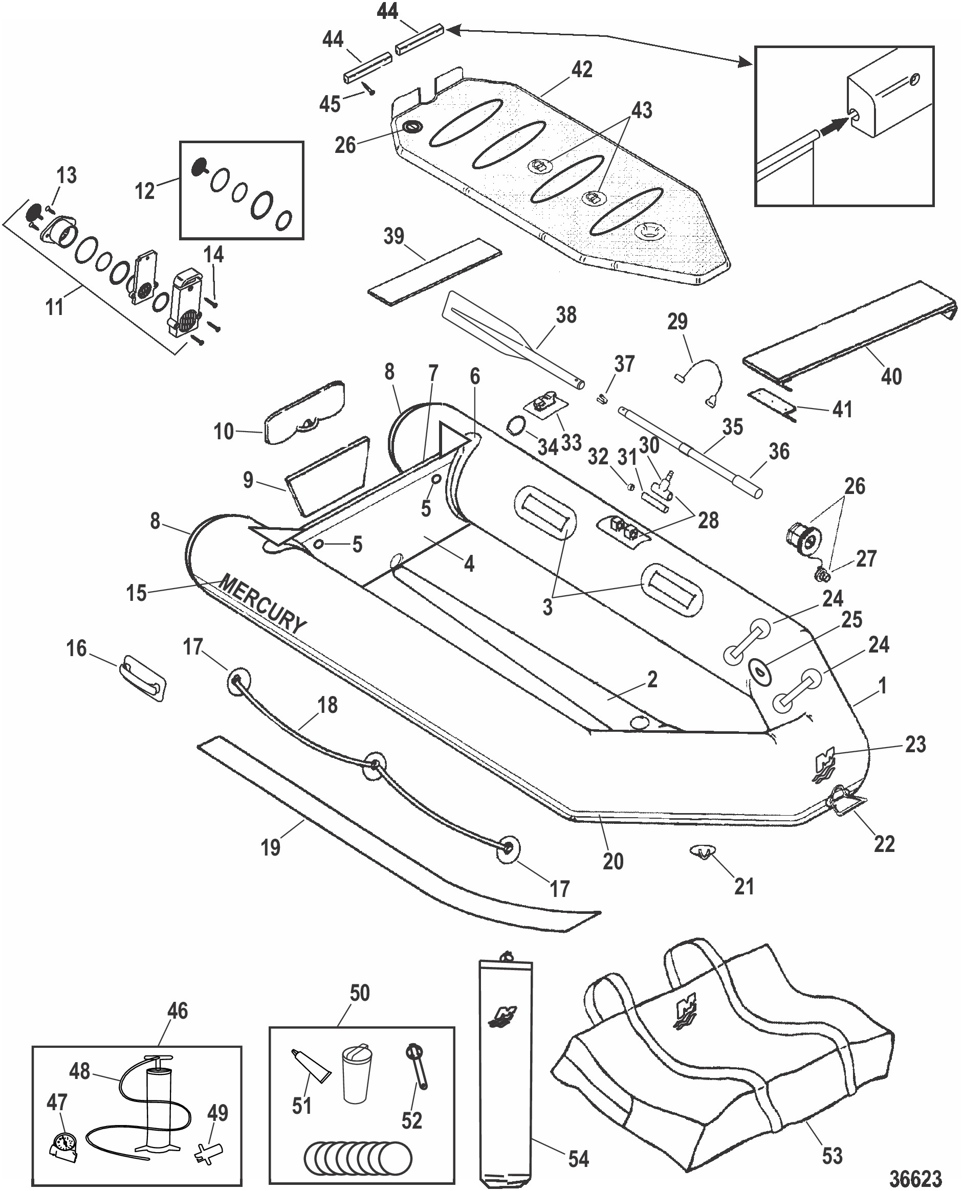 Схема узла Модель Mercury Air Deck (285 Limited – Белый)