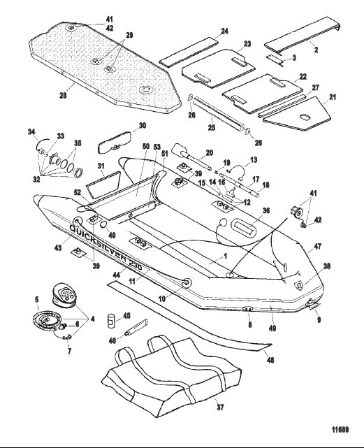 Схема узла Надувные Лодки Quicksilver (Модели 230A – 230R – 230S)