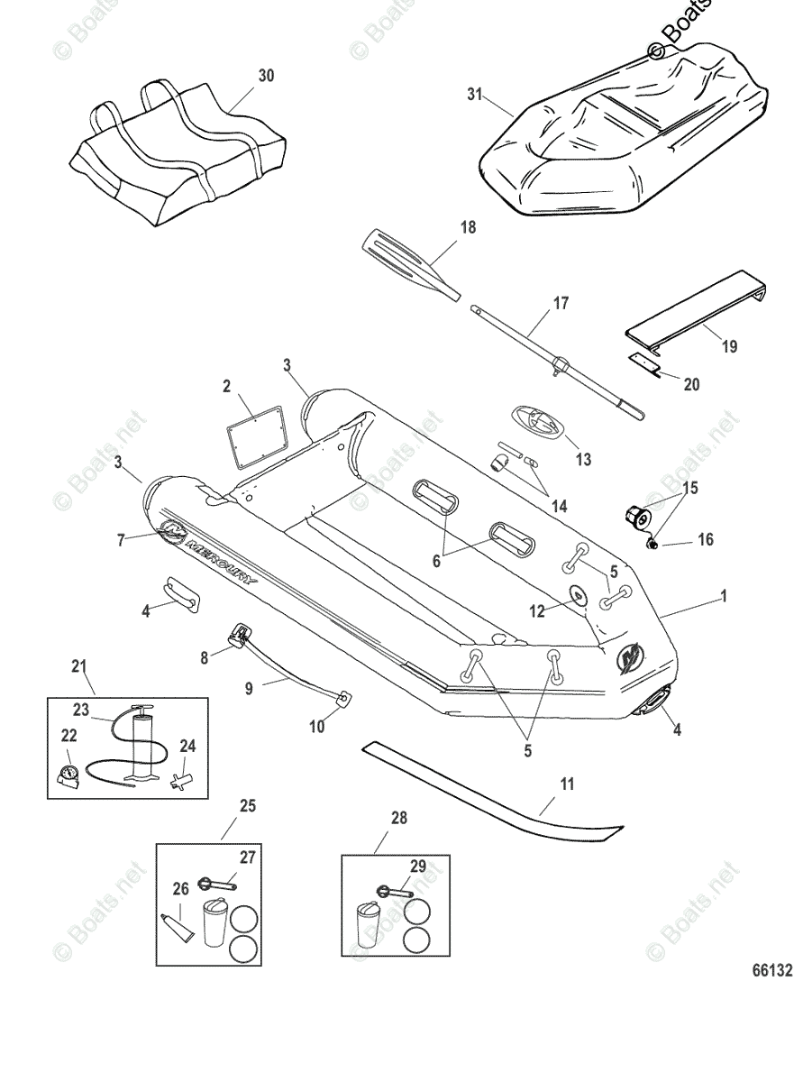 Схема узла Запчасти Для Mercury Aluminum Rib 270/320
