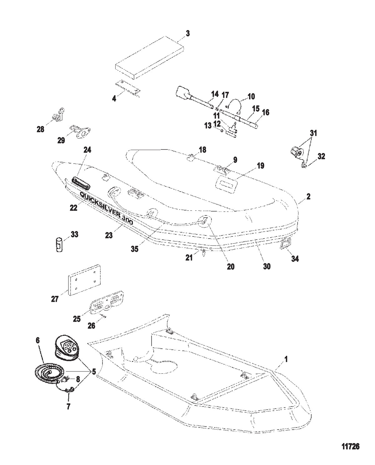 Схема узла Надувные Лодки Quicksilver Rib (270R / 300R / 360R)