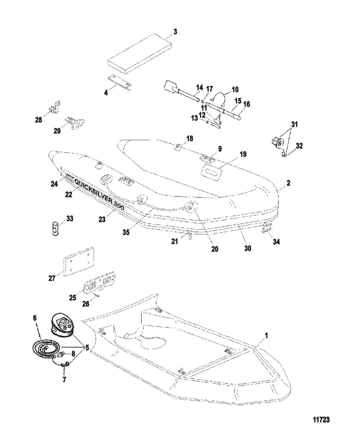 Схема узла Надувные Лодки Quicksilver Rib (270R / 300R / 360R)