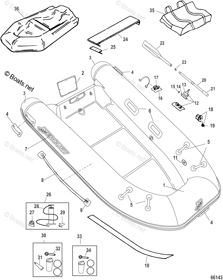Схема узла Запчасти Для Mercury Aluminum Rib 270/320