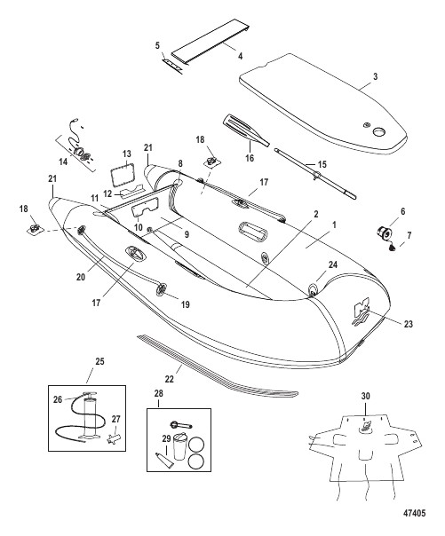 Схема узла Модели Dinghy (200 / 240 / 270)