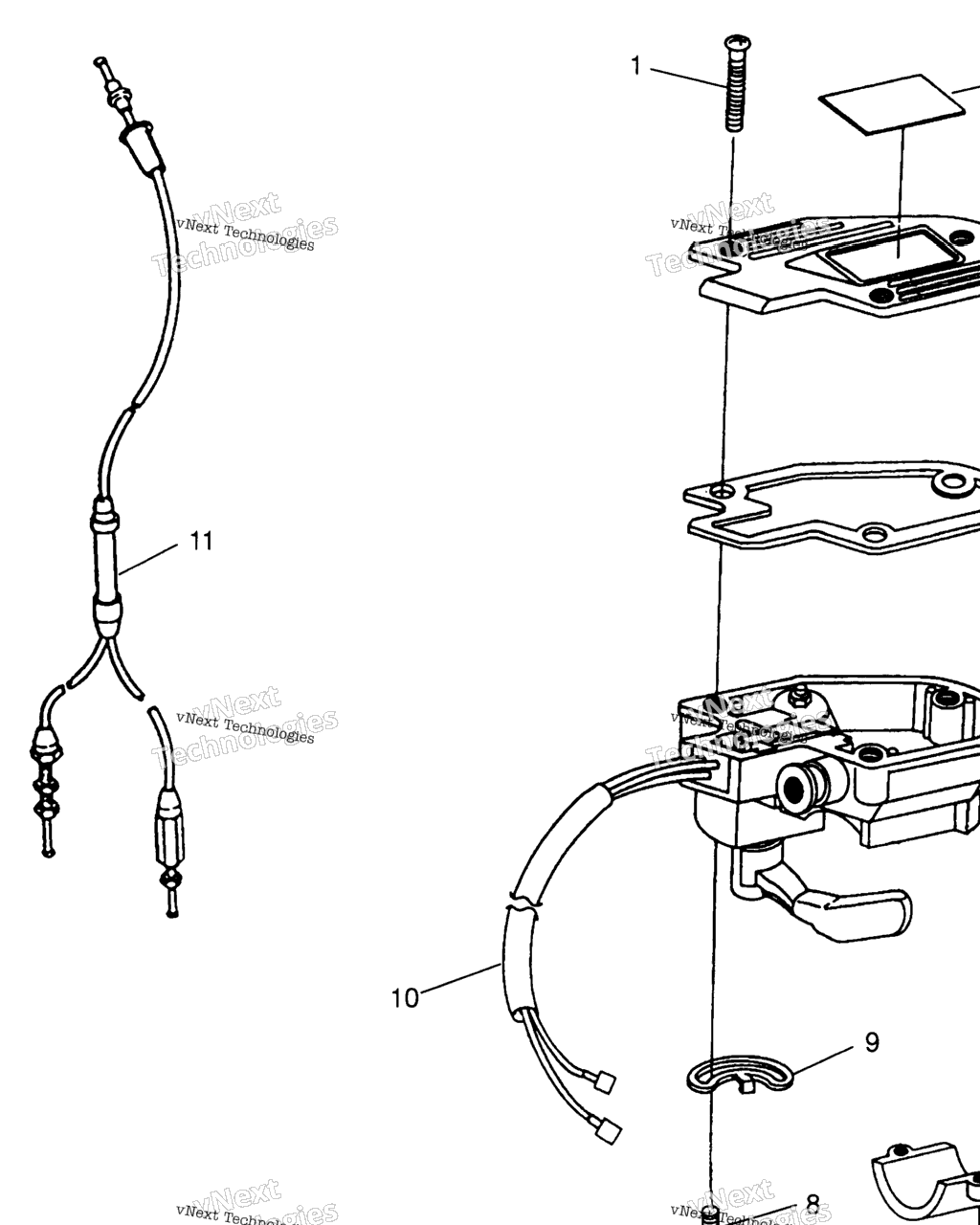 Схема узла Controls Throttle Asm./Cable Trail Boss