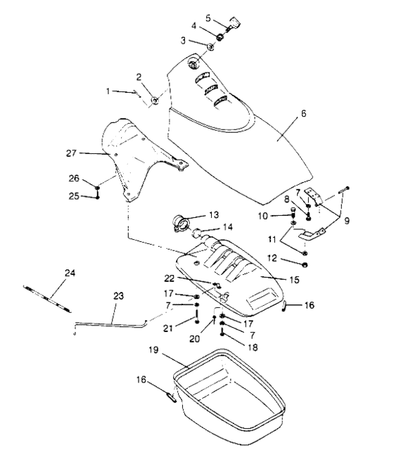 Схема узла Front Storage Compartment (Sl 650 Std B954358) Для Polaris Sl 650 Std
