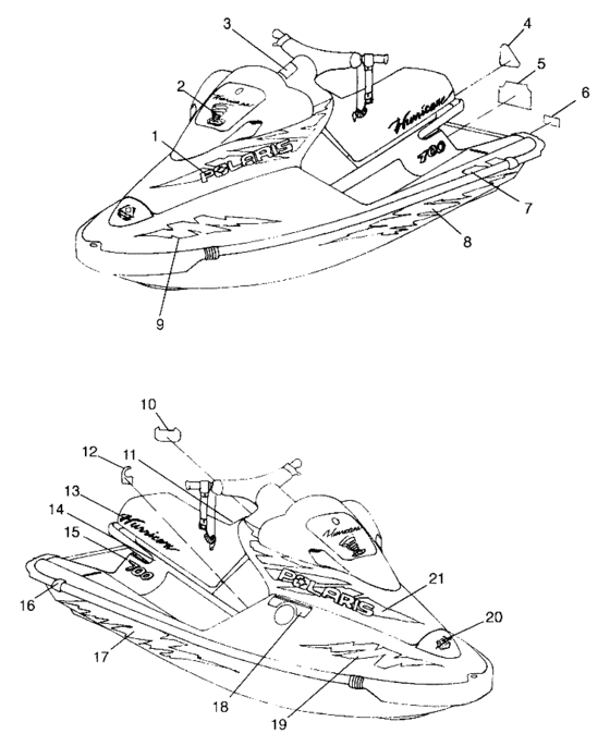 Схема узла Наклейки (Hurricane B974473 And Intl. Hurricane I974473) Для Polaris Intl Hurricane