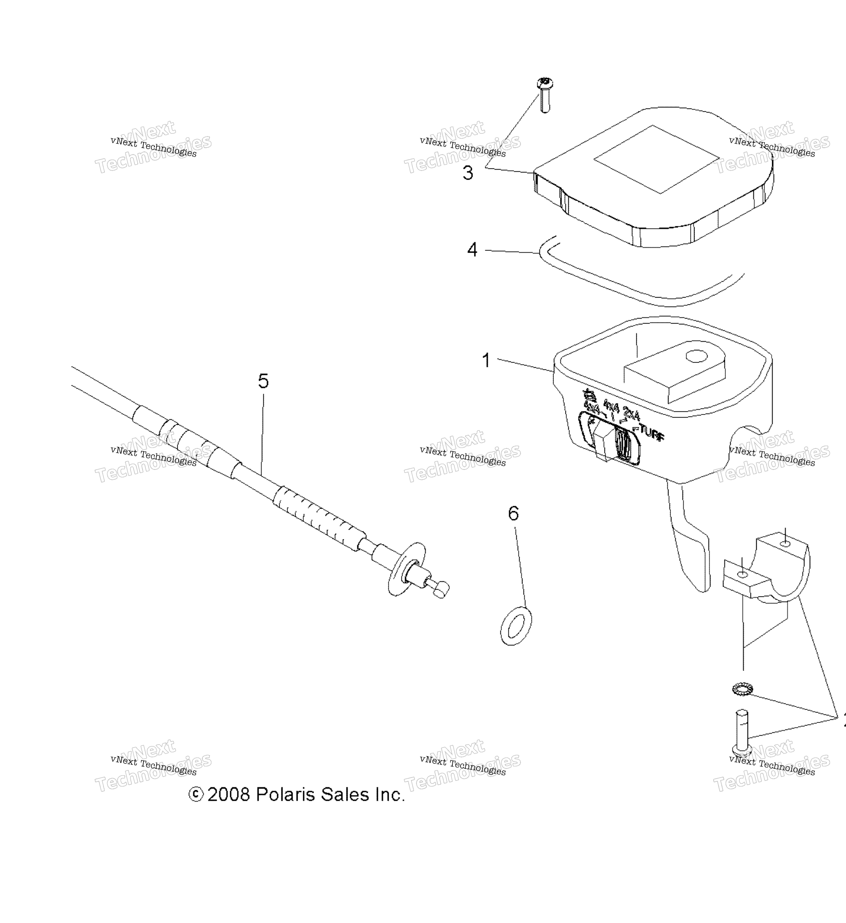 Схема узла Steering, Controls, Throttle Asm. & Cable