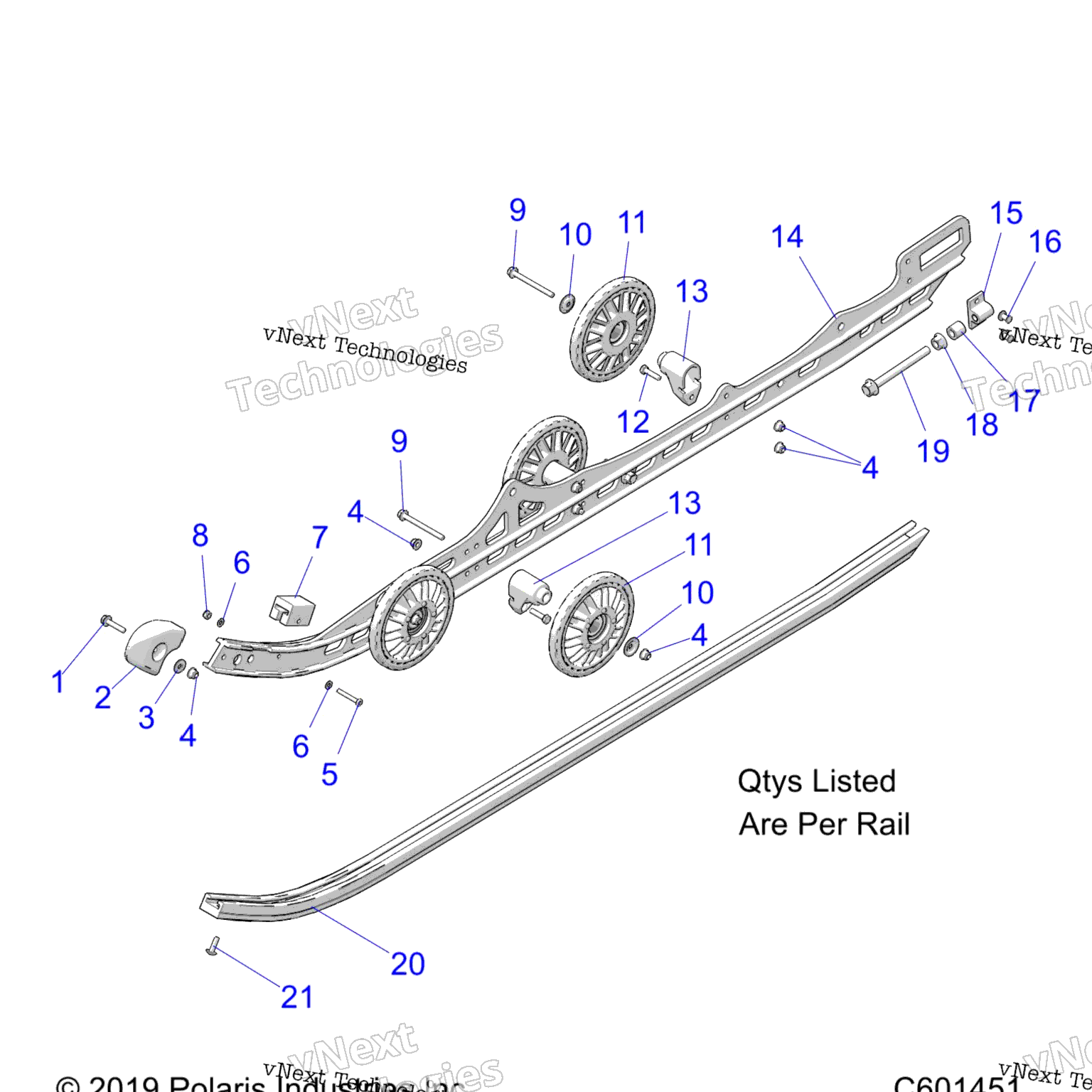 Схема узла Suspension, Rail Asm. All Options