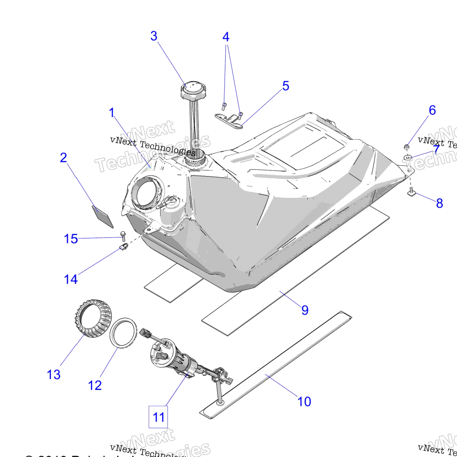 Схема узла Fuel System, Fuel Tank Asm. All Options