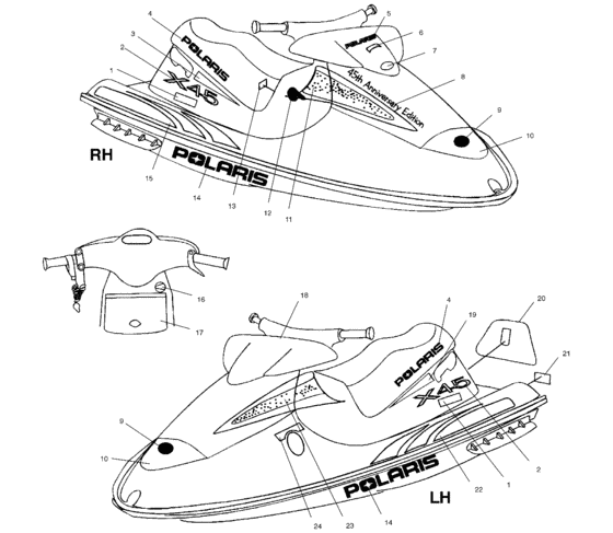 Схема узла Наклейки (B994596) Для Polaris Sltx-B