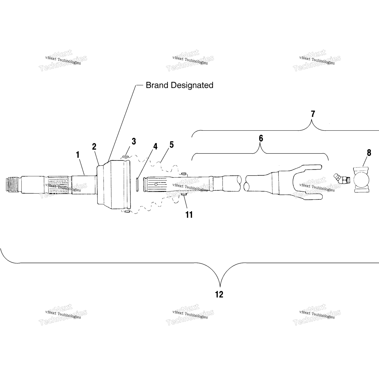 Схема узла Шарнир Равных Угловых Скоростей Neapco A01Bg50Aa