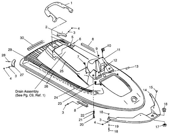 Схема узла Hull And Body (Sl 900 B964291 And Intl. Sl 900 I964291) Для Polaris Intl Sl 900