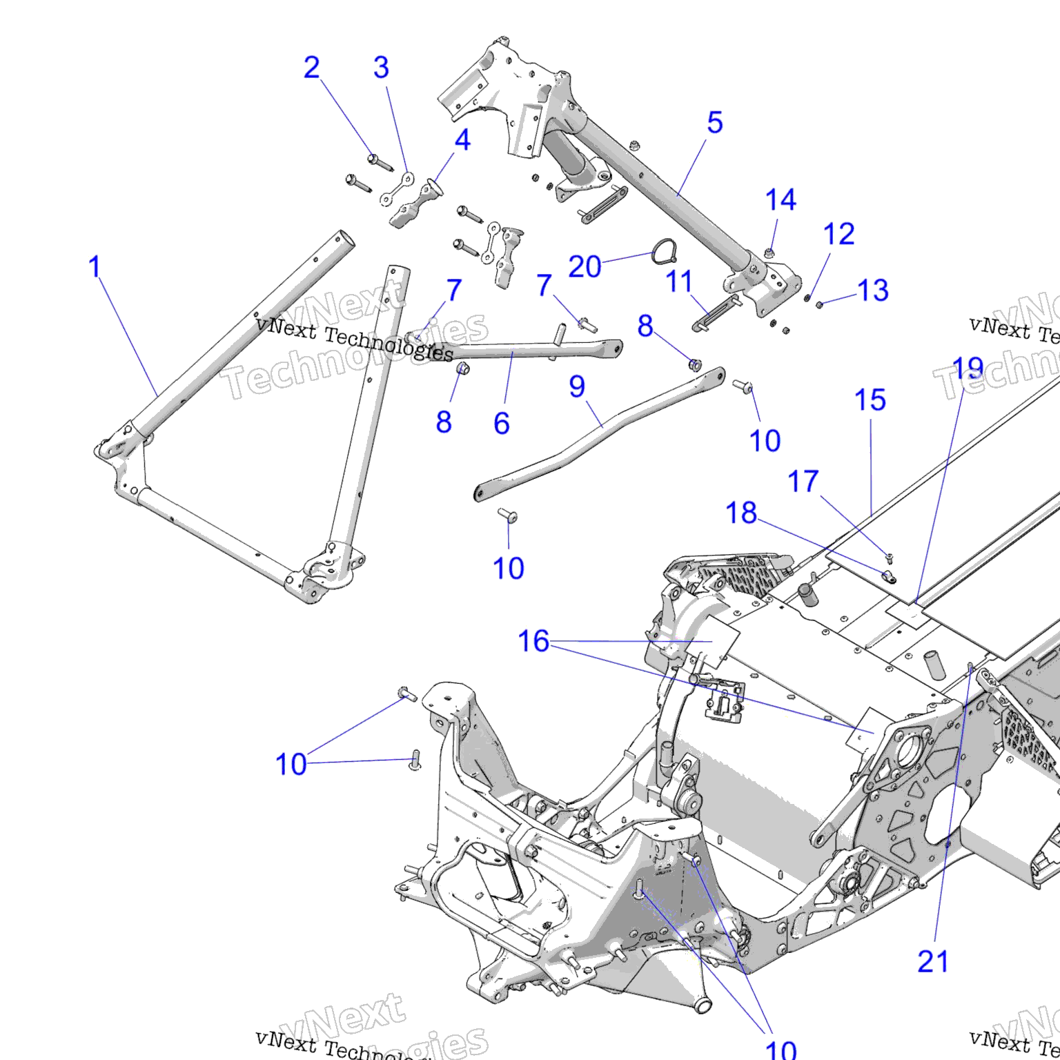 Схема узла Chassis, Chassis Asm. & Over Structure