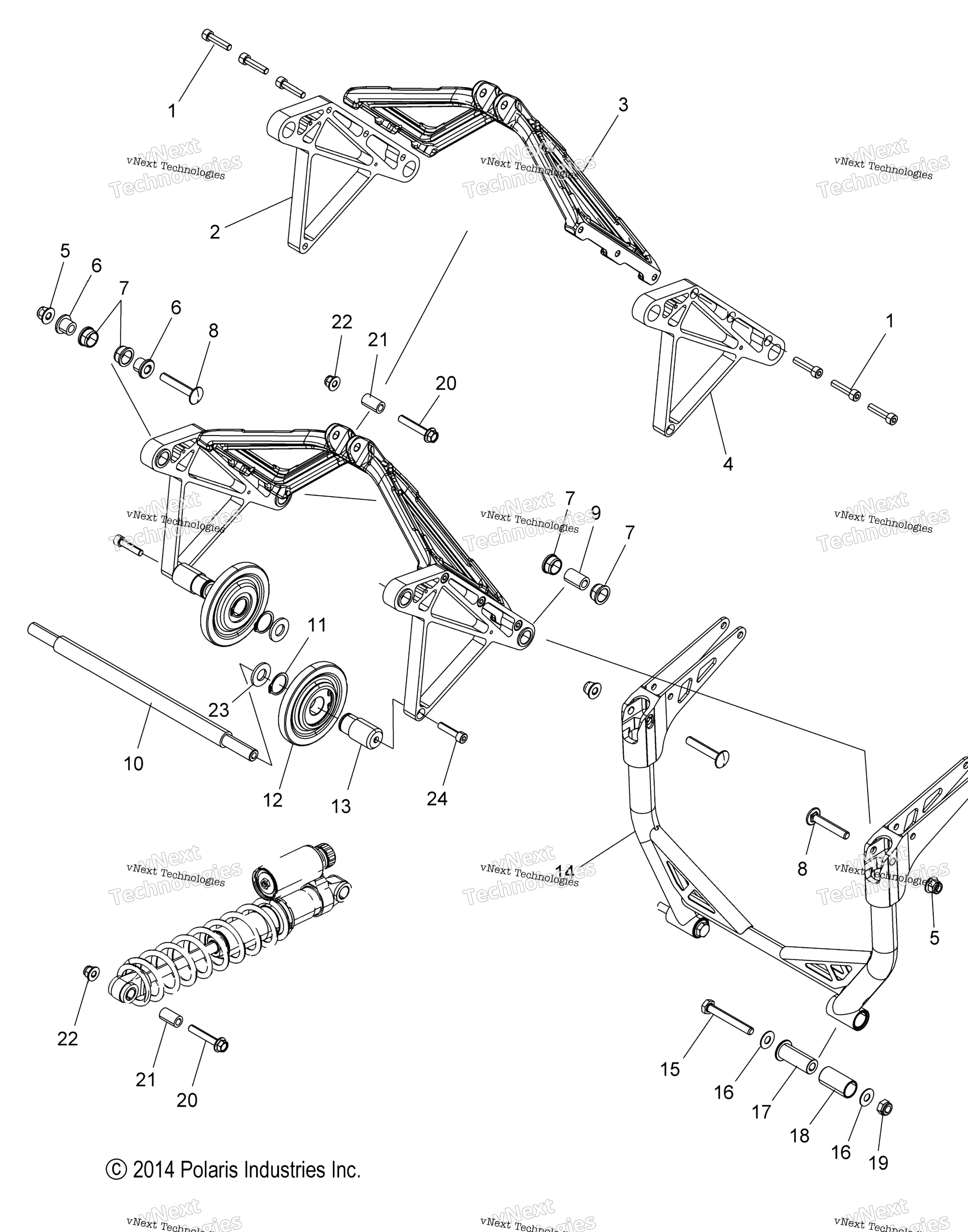 Схема узла Suspension, Crank Asm., Rear All Options
